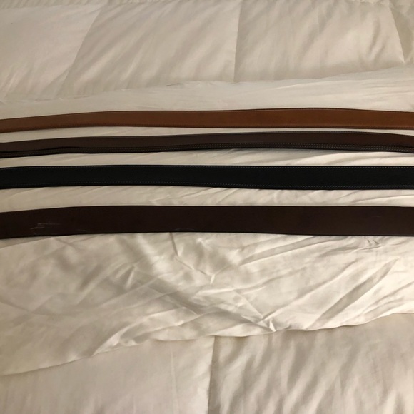 4 Leather Mens Belts Black and Brown Silver Hardware Size XL.  All are like new! - Picture 2 of 2